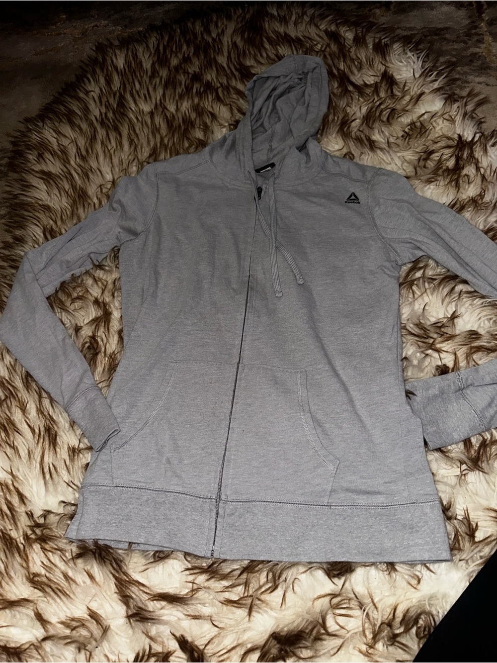 Reebok Gray Full-Zip Hooded Sweatshirt